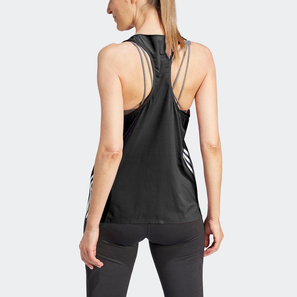 Adidas Adizero Promo Running Tank Top Three Stripe Color Block Sleeveless Women Tops Black IK3988
