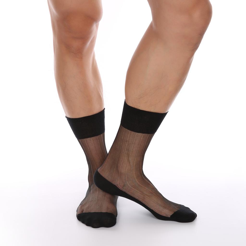 Herren Netz Durchsichtig Knöchelsocken Fersenverstärkte Sohle Sexy Zehen-Fetisch Strümpfe Transparente Socken