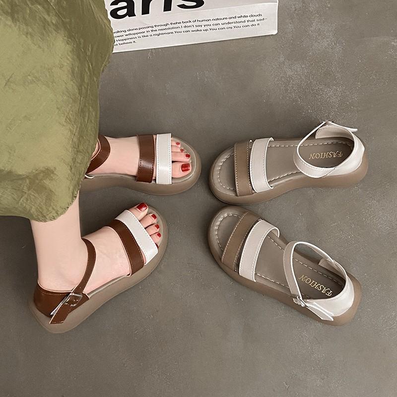 2025 summer new casual sandals stepping on shit Roman sandals women's platform open-toed muffin bottom beach sandals