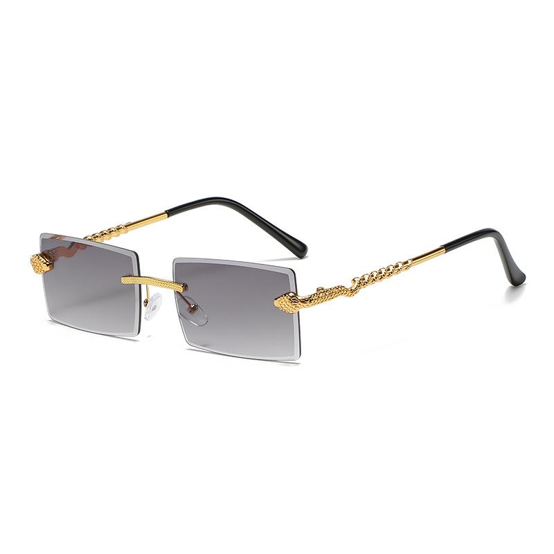 

Fashion Vintage Rimless Snake Square Sunglasses Men Women Luxury Brand Designer Travel Driving Metal Cutting Sun Glasses Uv400 As the picture