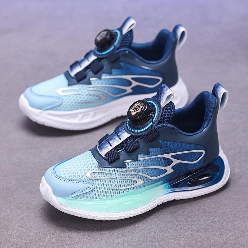 Boys' Sports Shoes 2025 Summer New Single-mesh Hollow Primary School Children's Shoes Boys Soft-soled Breathable Running Shoes