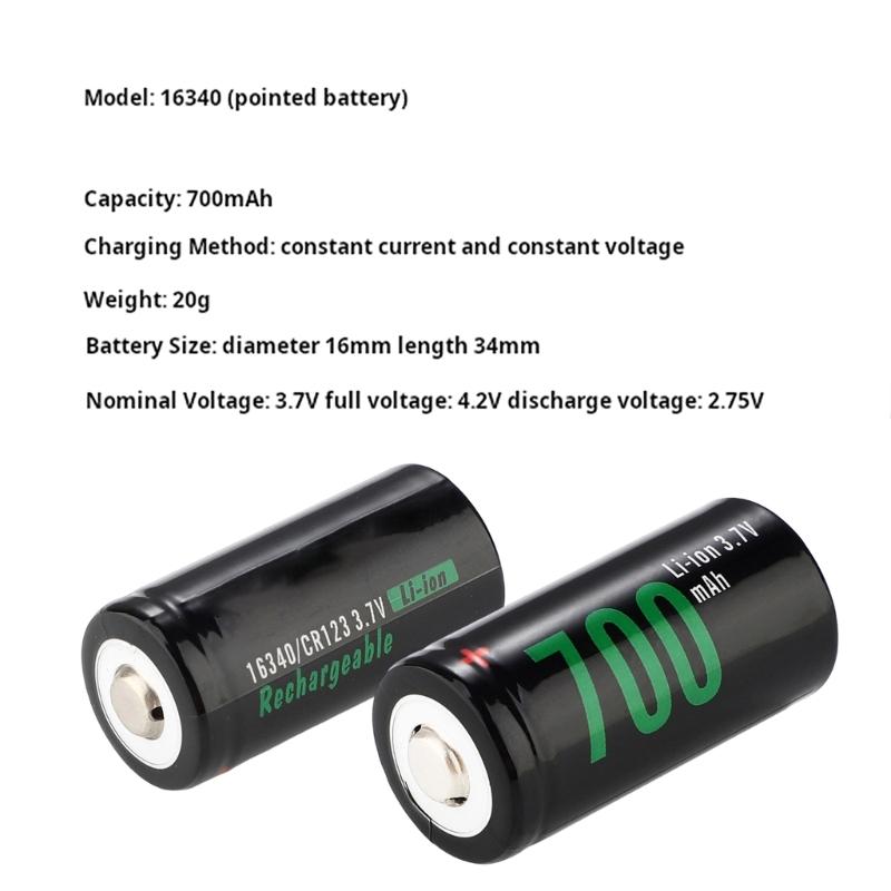 Pack Of 4 CR123A 3.7V Rechargeable Lithiums Batteries 700mAh For Flashlights Toys And More