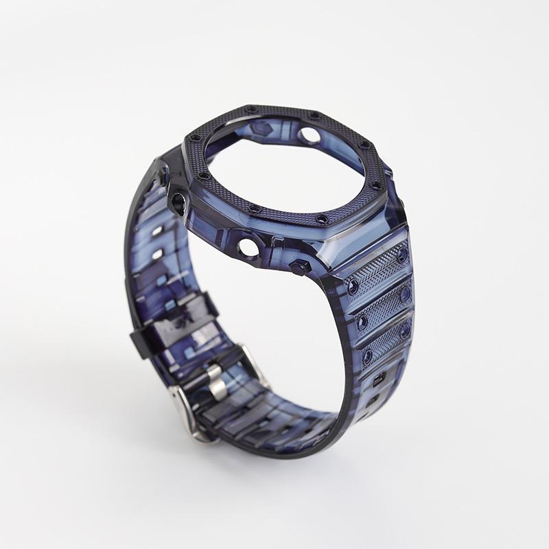 Σετ λουράκι ρολογιού TPU/σιλικόνης/καουτσούκ Μαλακό και ελαφρύ Ζελέ Διαφανές μαύρο μπλε μονόχρωμο λουράκι θήκη Για CASIO G-SHOCK GA2100