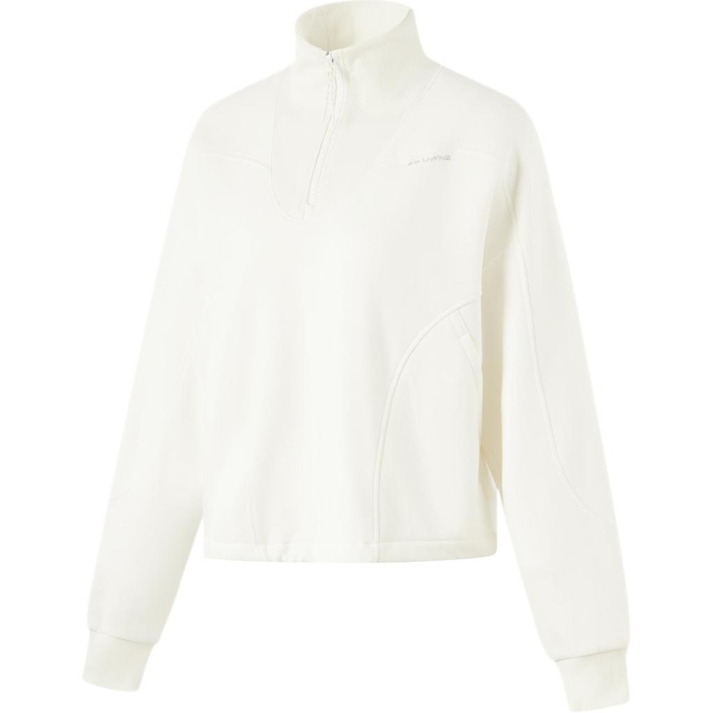 Li Ning Fitness Series Moisture Wicking Thermal Comfortable Casual Fleece Simple Dopamine High Neck Sweatshirt Women sweatshirt AWDU558-3