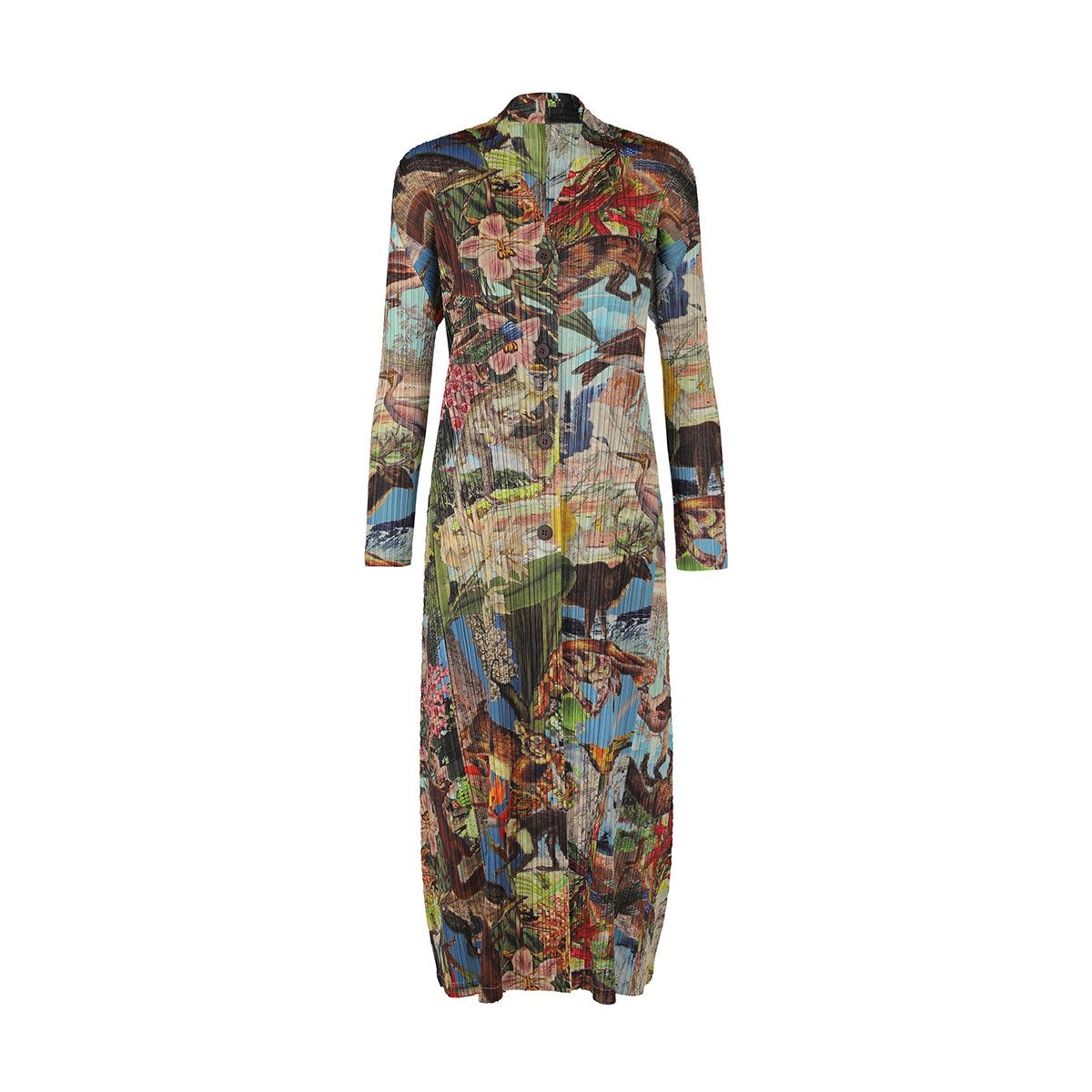 

Женское длинное плиссированное платье-кардиган, однобортное, свободного кроя, большого размера One Size кофейный