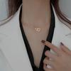 New 925 Silver Double Ring Heart Necklace Women Clavicle Chain Simple Elegant Wedding Jewelry Gift for Her