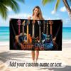 Music Guitar Theme Beach Towel Personalized Custom Name & Text Soft Quick Dry Beach Towel for Swimming Travel