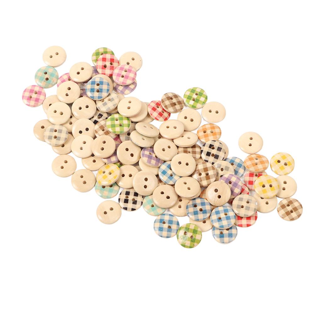 500PCS Wooden Button Multipurpose Fashionable Primary Color Base 2 Holes Decorative Sewing Button for Craft Supplies