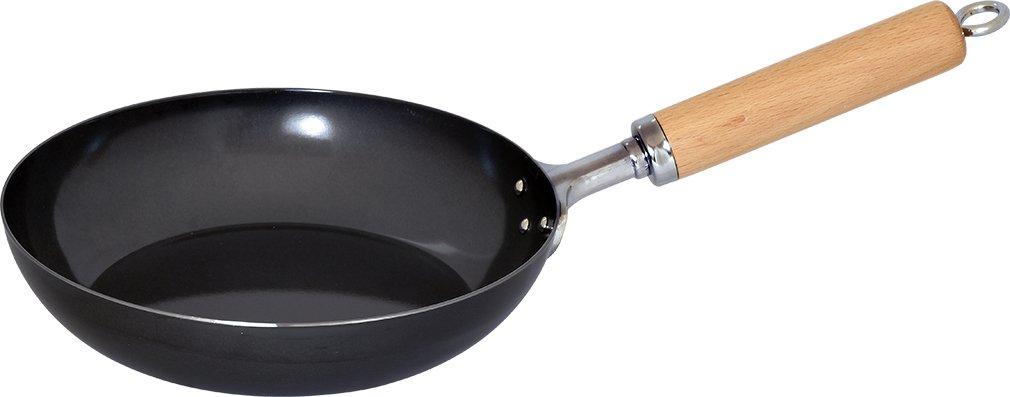 Wahei Freiz Black Iron Frying Pan 22cm Compatible Wooden Handle Made in Japan Selected Materials Tsubame-Sanjo IH/Gas GR-9747