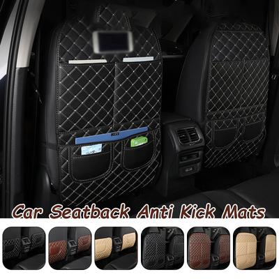 Car Accessories Seat Back Anti Kick Pad Quilted Leather Child Protection Pads With Storage Bag Wear-resistant Easy To Clean