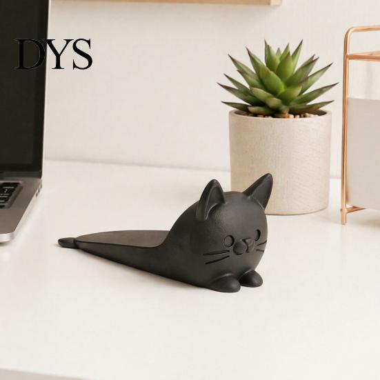 Portable Door Security Wedge 3D Printed Cute Cat Stopper, Non-Slip Cartoon Holder, Stop Decorative for Wood Floors Home Protection No Drill Stopper