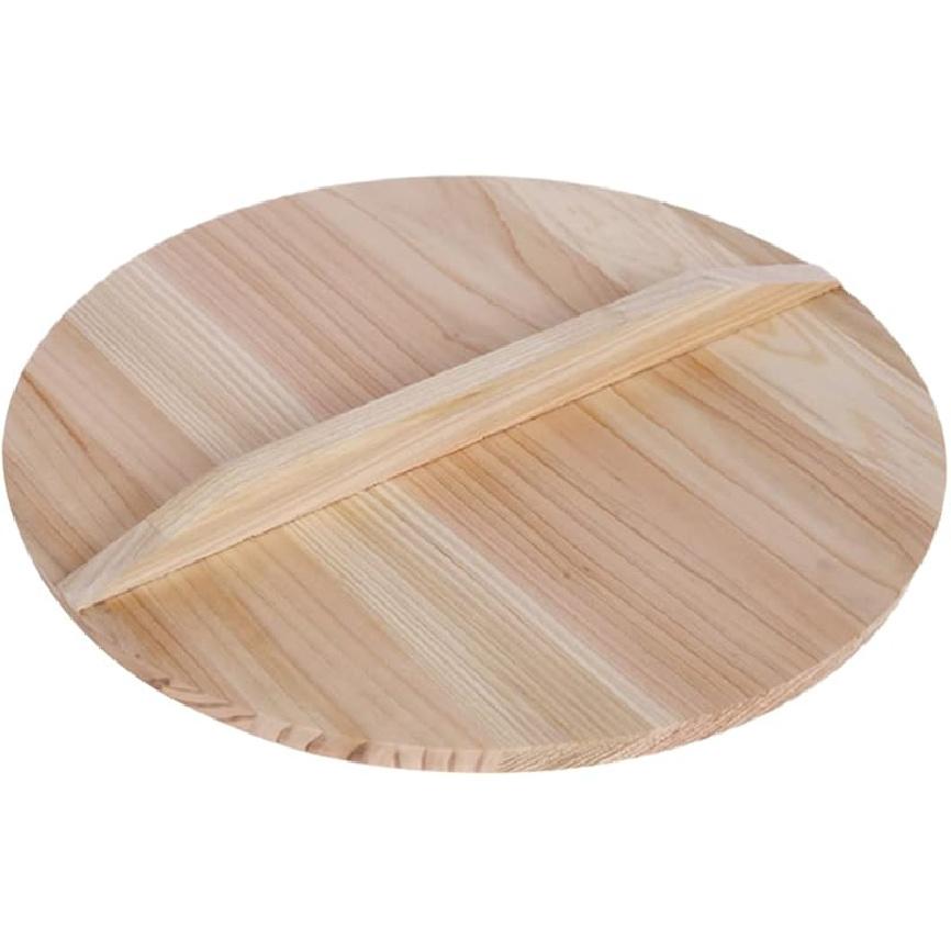 Handcraft Natural Wooden Wok Lid - 9.05 Inch Round Pot Cover with Handle, Anti-Spillover, Even Heat Distribution for Home Cooking 23X23CM