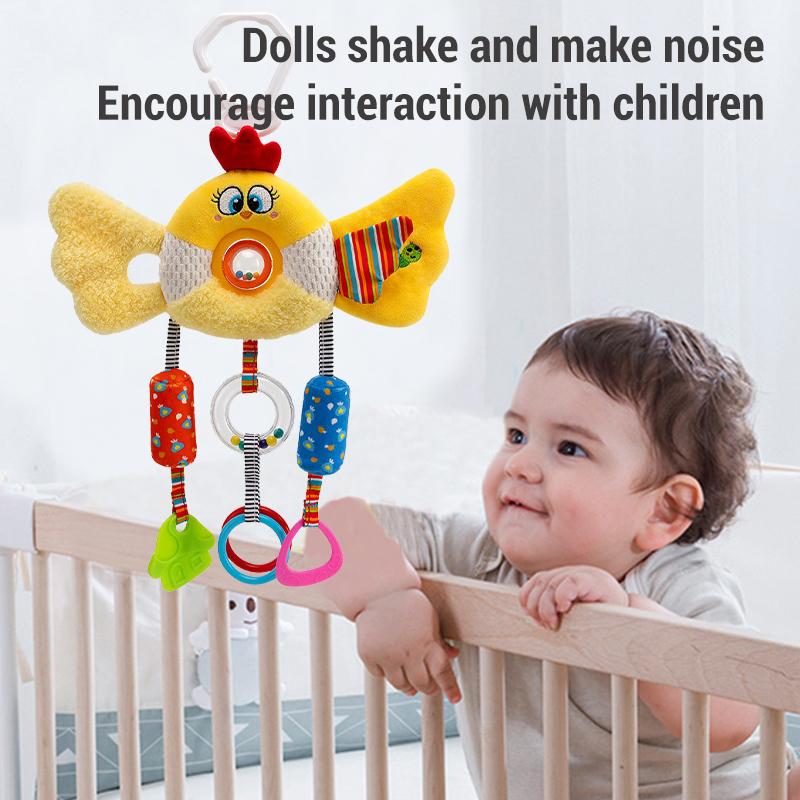 Newborn Plush Animals Bed Bell Baby Hanging Rattles Toys Soft Sensory Stroller Handle Toys for Babies Development