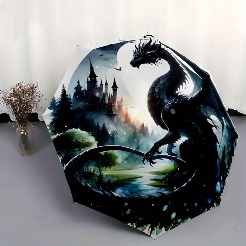 1pc Dragon Fantasy Pattern Automatic Umbrella is Fashionable and Good-Looking,  Suitable for Travel and Daily UseA059