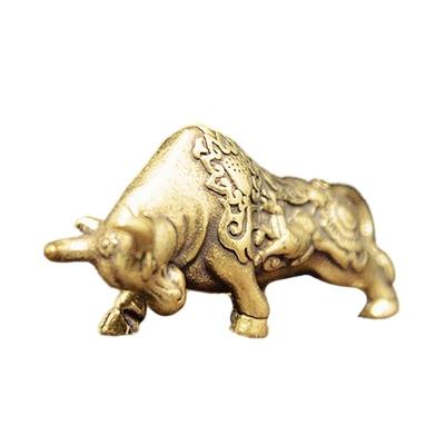 Brass Ox Statue Miniature for Home Decoration Fengshui Lucky Wealth Figurine