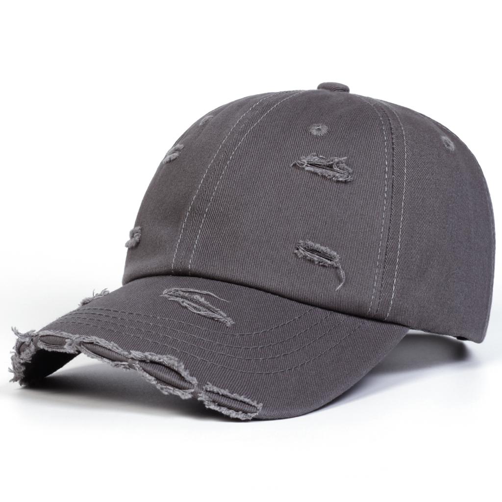 Men Solid Color Vintage Holes Wash Baseball Cap Outdoor Adjustable Sunscreen Leisure Hat Spring Autumn Travel Tourism Beach Vacation