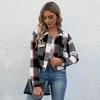 Women's 2026 Europe and The United States Short Paragraph Plaid Shirt Retro Lapel Jacket Female