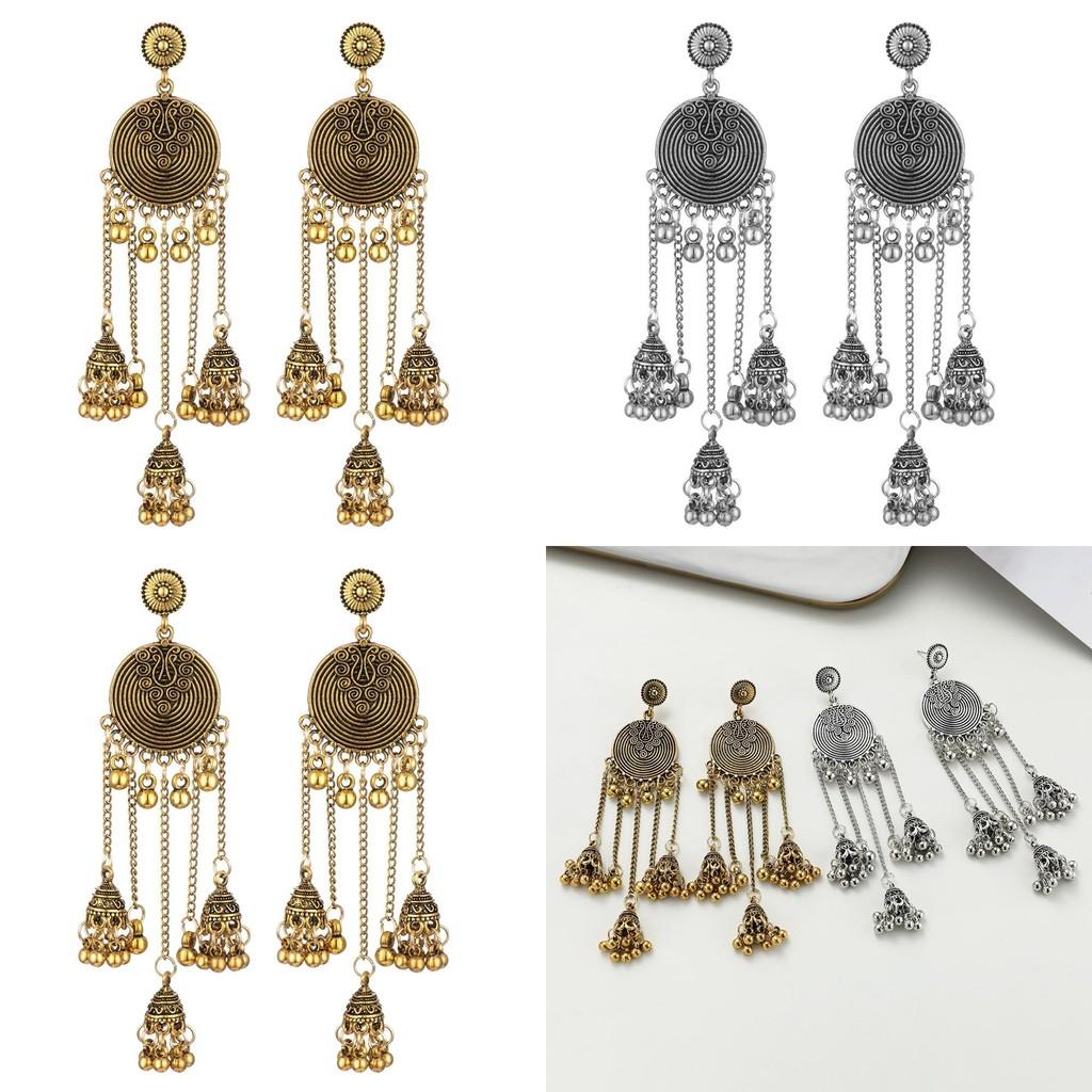 Long Ethnic Bohemian Dangle Earrings With Alloy Floral Design For Women