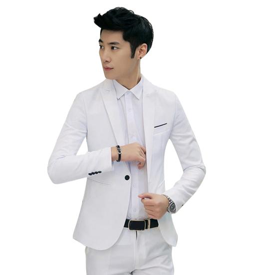 Men's Fashion One Button Suit Coat Wedding Business Casual Slim Lapel Jacket
