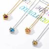 Replaceable Zircon Necklace Birthstone Pendant Neckchain Adjustable Choker Handmade Collarbone Chain Jewelry for Women