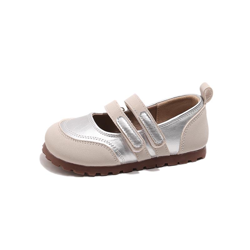 Girls small leather shoes low-cut single shoes Spring/Autumn new stylish silver children s soft-soled shoes 26