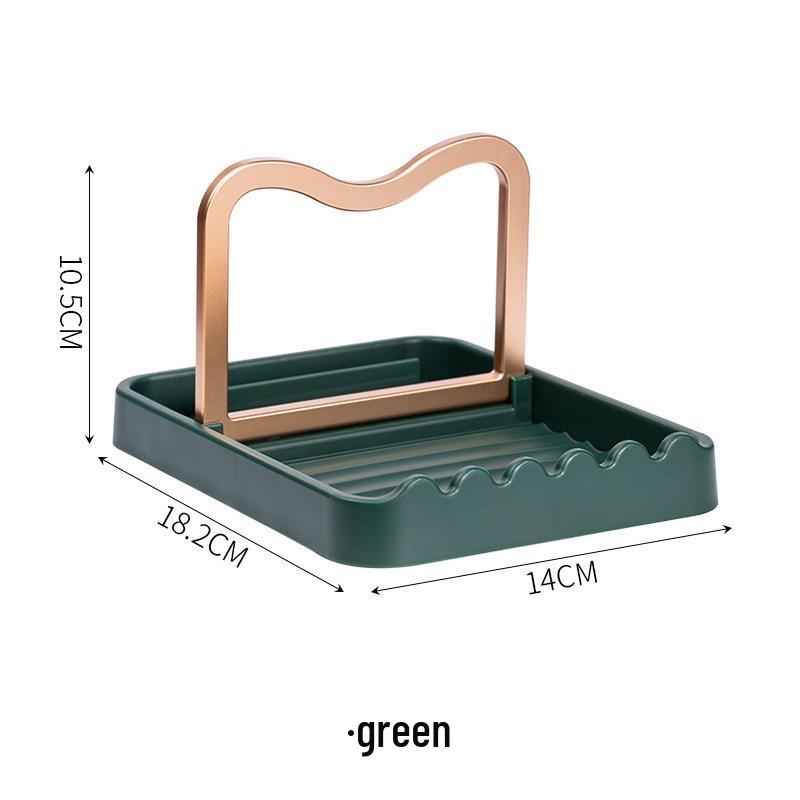Foldable Kitchen Pot Lid & Spatula Stand with Spoon Holder зелёный