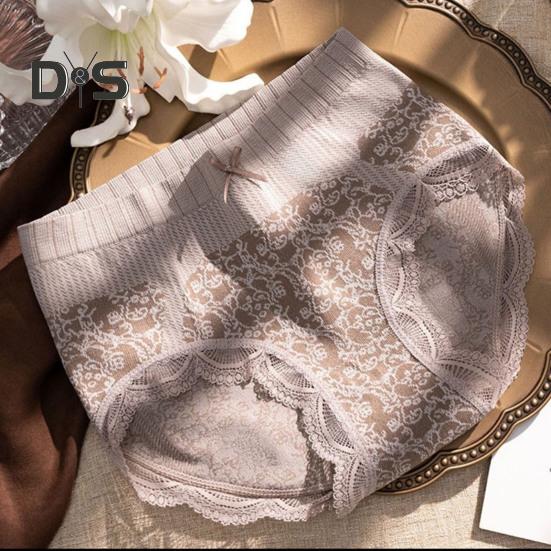 Damen-Höschen aus Spitze, hohe Taille, Blumendruck, Bauchkontrolle, postpartale Schleifendekor, weich, antiseptisch, dehnbar, atmungsaktiv, nahtlos