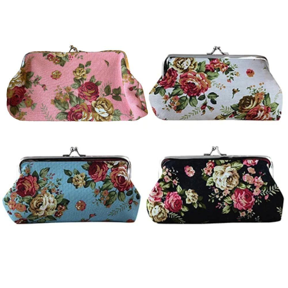 Floral Long Kiss Lock Wallet Retro Money Clutch Bag Creative Coin Purse  Outdoor