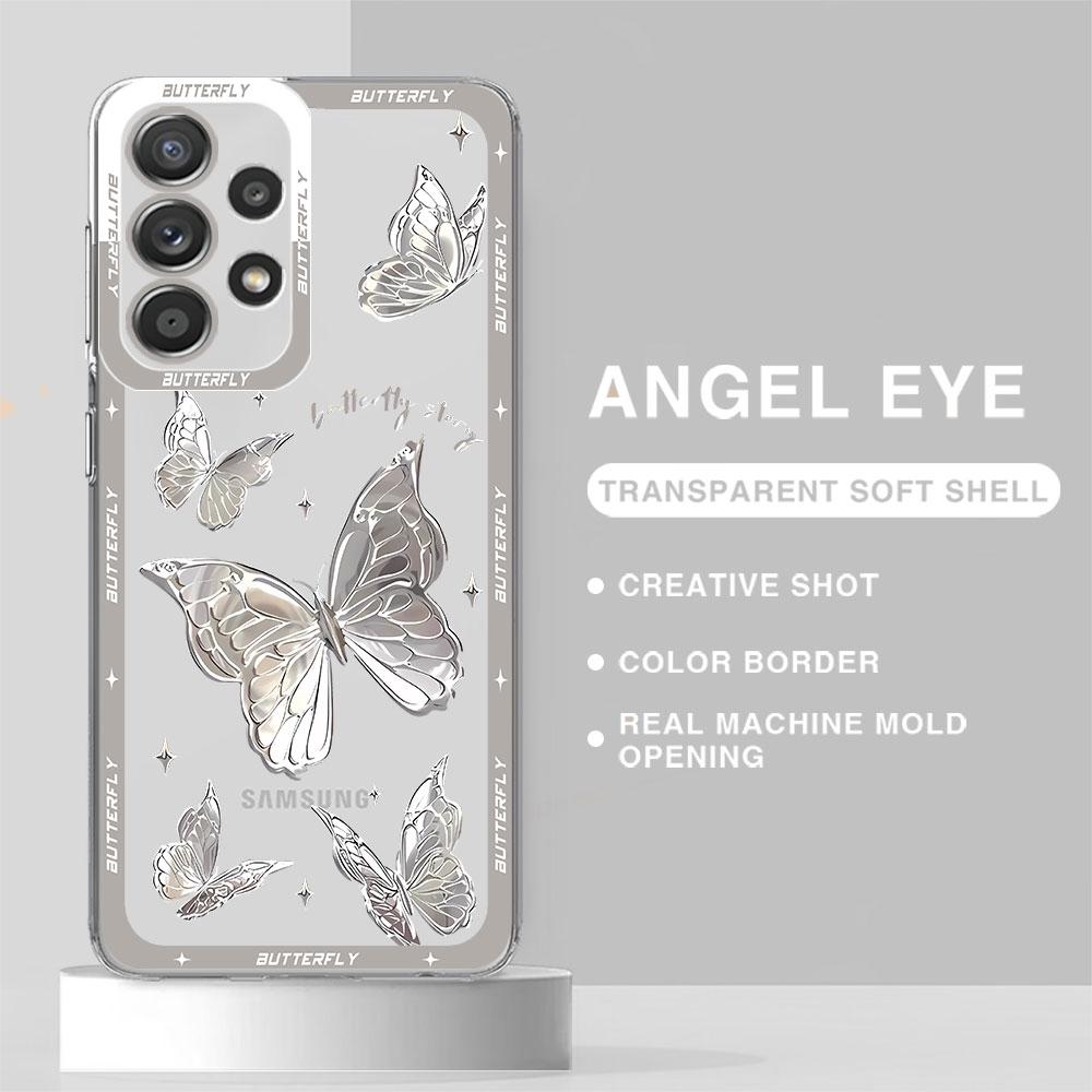 Cases Case for Samsung Galaxy A34 A54 A14 4G A25 A33 A23 A13 A15 A24 A73 5G Cover Beautiful Butterfly Art Transparent Soft