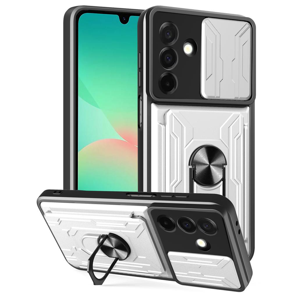 For Samsung Galaxy A26 5G Case PC+TPU Kickstand Phone Back Cover with Camera Slider