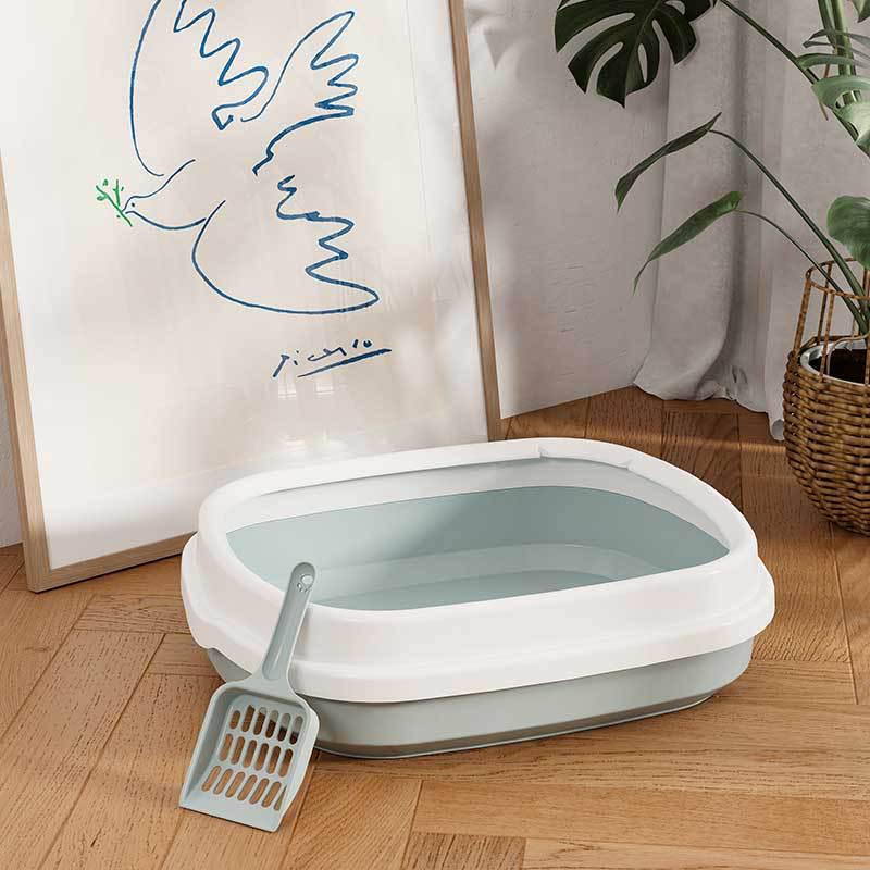 Extra Large Semi-Enclosed Anti-Splash Cat Litter Box, Plastic Pet Toilet