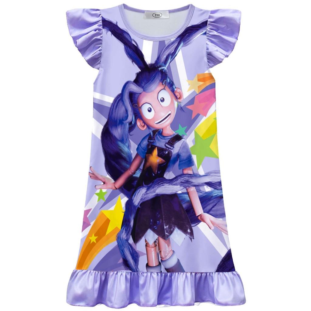 82621 Детское платье для девочек Bobi Time с принтом Лили, с оборками, повседневное 100cm фиолетовый