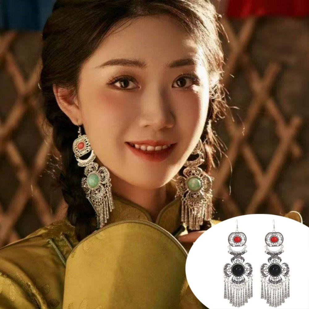 Luxury Rhinestone Pearls Ear Drop Zinc Zinc Alloy Ethnic Style Ear Studs Retro Tassel Earrings  Holiday