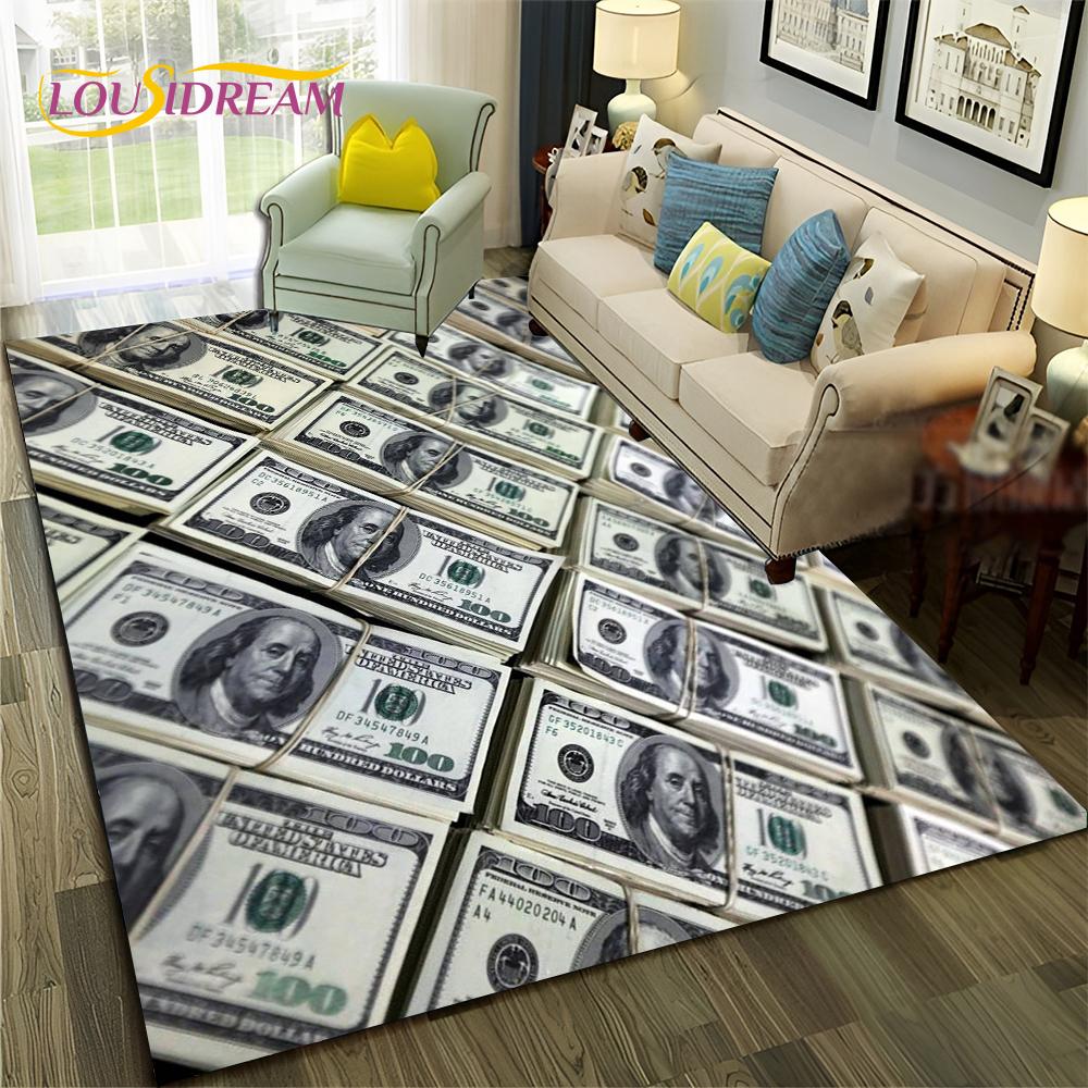 3D Dollar Euro Money  Rich Pattern Carpet Rug for Home Living Room Bedroom Sofa Doormat Decor,Child Area Rug Non-slip Floor Mat