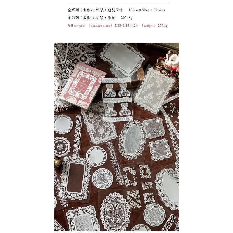 Vintage Lace Pattern Pet Sticker Book For Hand Account Diy Scrapbook Decoration