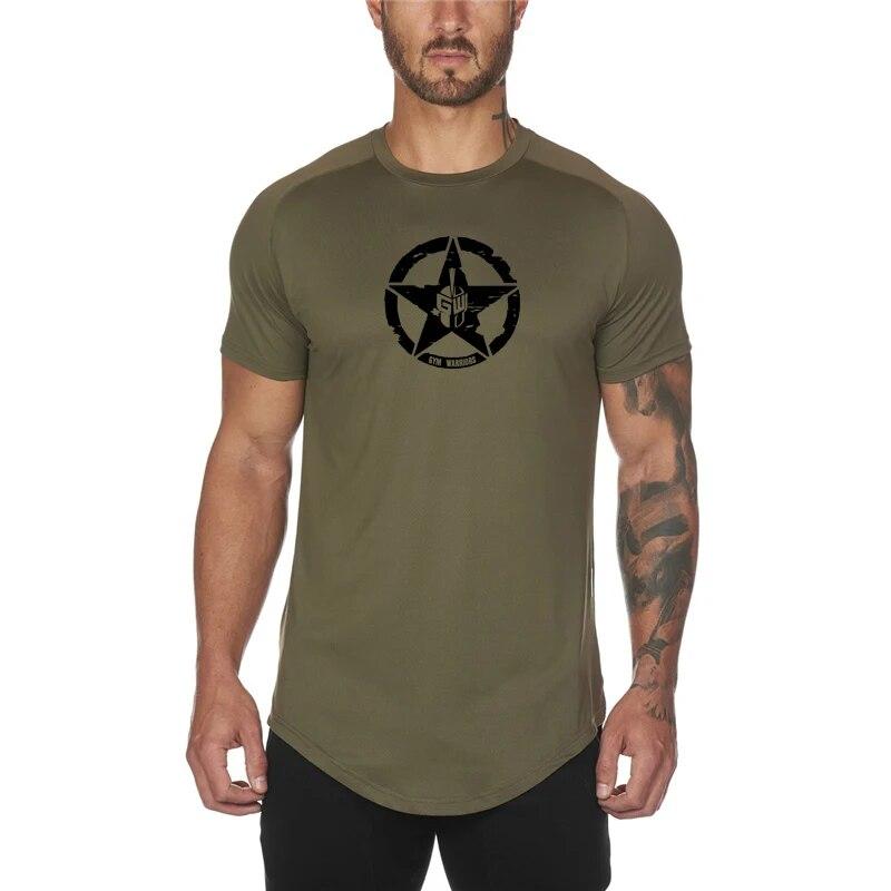 Muscleguys Men Mesh Breathable Fitness T-shirt Casual Sportswear Short Sleeves O-Neck