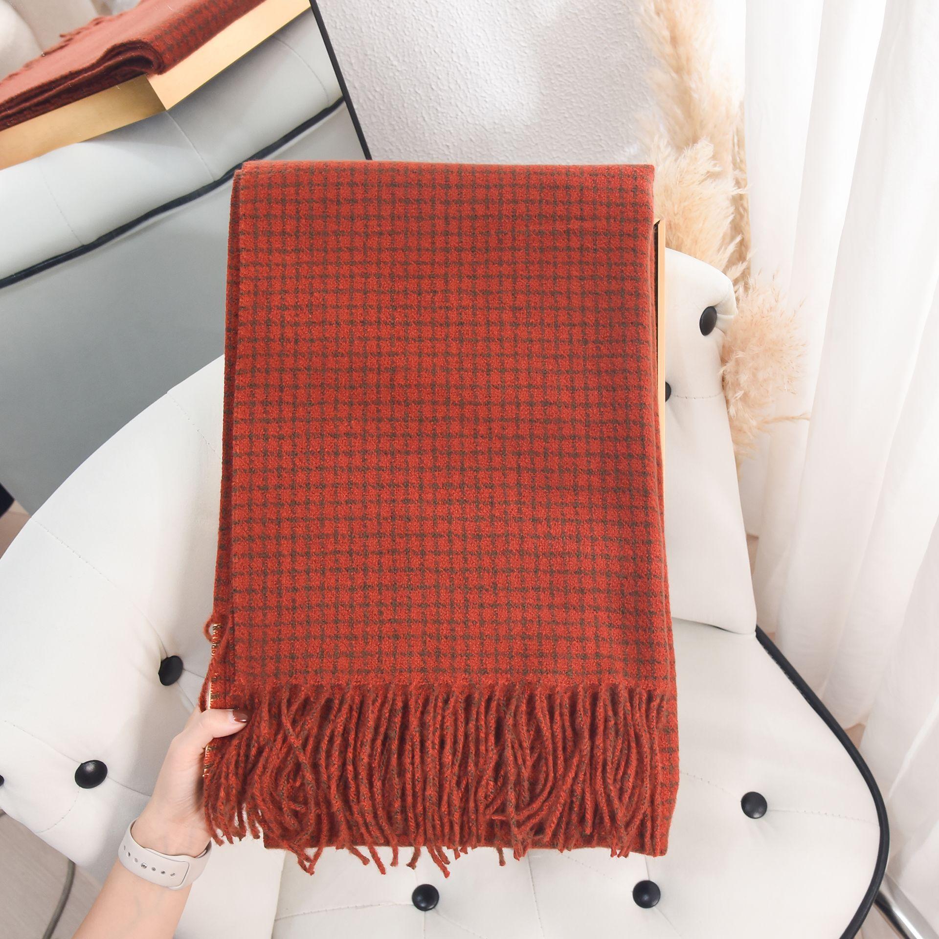 

Женский шарф из имитации кашемира, высококачественный клетчатый шарф, модный темперамент, осенне-зимний, утолщенный, теплый, внешняя шаль 60*180