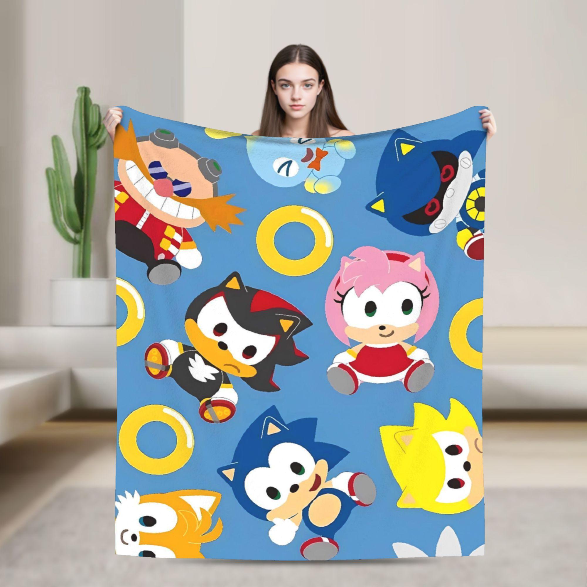 Japan Classic Game Hedgehog Print S-snOic Blanket Camping Flannel Throw Blanket For Couch Chair Warm Quality Bedspread Gift 75x90cm