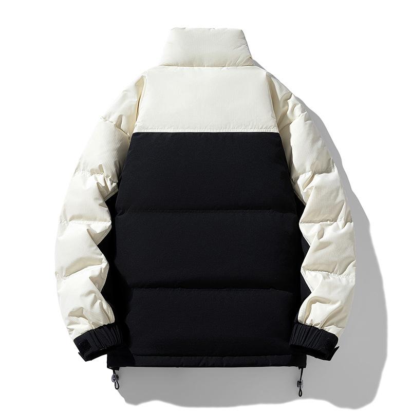 Stand up collar down jacket 2025 winter new thickened warm and cold-resistant contrast splicing work jacket warm trend cotton jacket