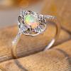 Dainty Oval Stone White Blue Opal Engagement Rings For Women Vintage Fashion Silver Color Wedding Band  Mother's Day Gift