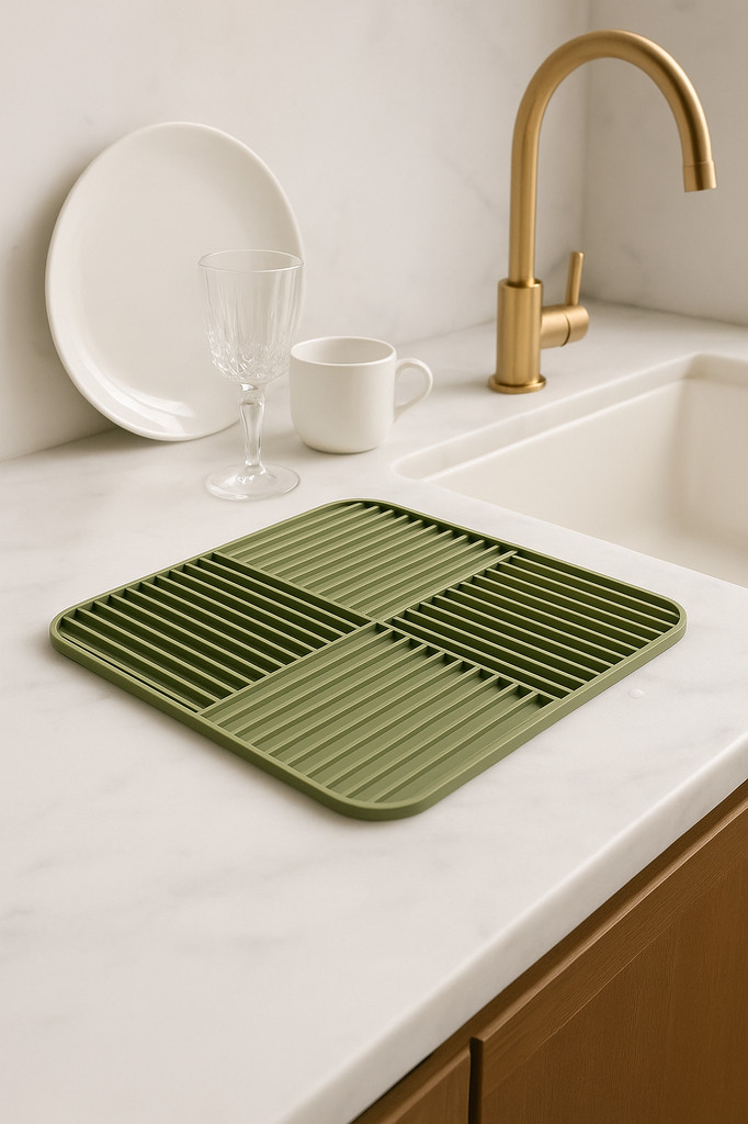 Silicone Drain Mat Multifunctional Non-slip Drying Pad for Kitchen Tableware Anti-scald Coaster Quick Draining Mats for Home Bar Restaurant