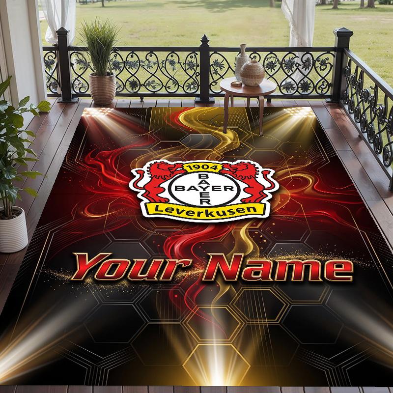 Custom Text Printed Rug Bayer Leverkusen Football Non Slip Floor Carpet For Home Room Decor