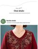 Happy Mother-in-law V-neck Red Knitwear with Handmade Sequin Embroidery - Slimming and Age-Reducing Top for Spring and Autumn