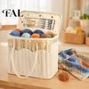Portable Sewing Kit Holder Canvas Knitting Bag, with Multiple Pockets And Yarn Holes, Tool Organizer for Travel Large Capacity Crochet Organizer,