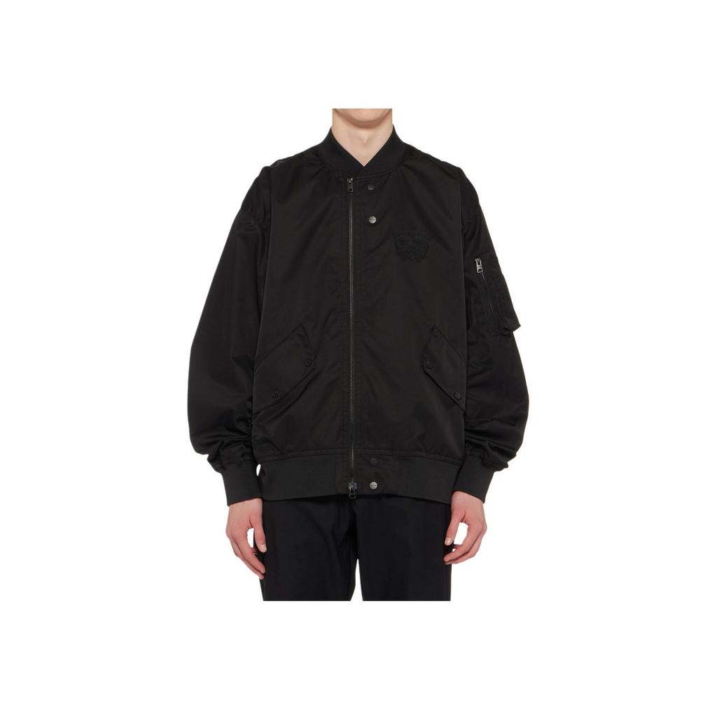 Onitsuka Tiger Solid Color Pilot Baseball Collar Zipper Long Sleeve Jacket Unisex Jacket Black 2183B464-001