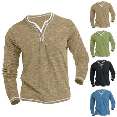 Herren einfarbiges V-Ausschnitt Knopf lässiges Sweatshirt Herren Langarm-Sweatshirt