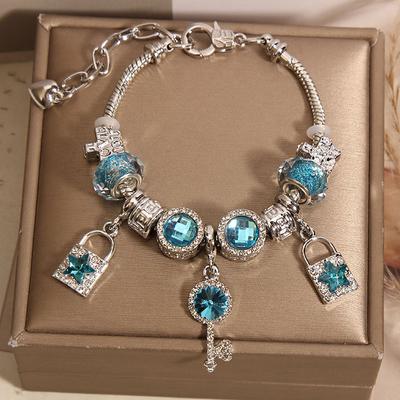 Elegant Luxury Bracelet with Shiny Synthetic Gemstones Crystal Beaded Bracelet Artificial Crystal Wrist Jewelry for Women Daily Party Dating Gift