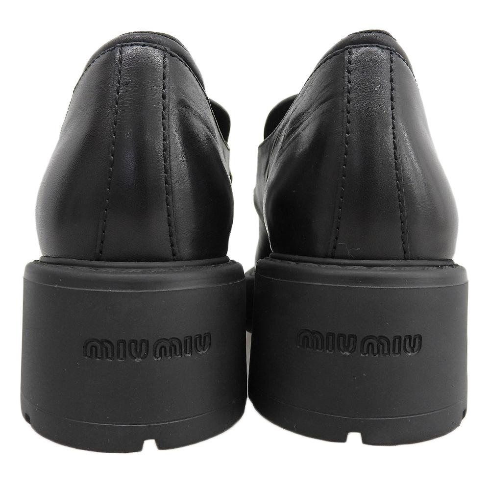 MIUMIU Women's platform leather loafers, black, size 41, 5D684D shoes 41 blackUsed