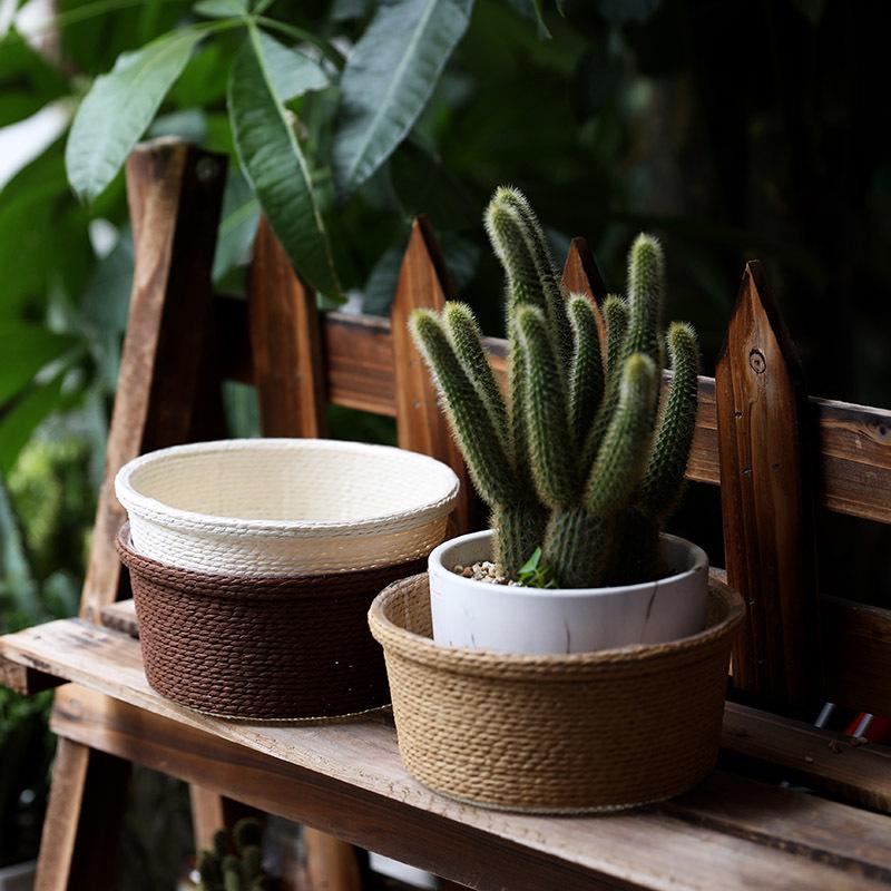 Waterproof Woven Paper Rope Flower Pots: Creative Succulent Basket Set