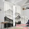 2pcs 2D flat printing Party Curtain Mountain Landscape Love Trust Polyester Without Electricity Festive Curtains for Home &